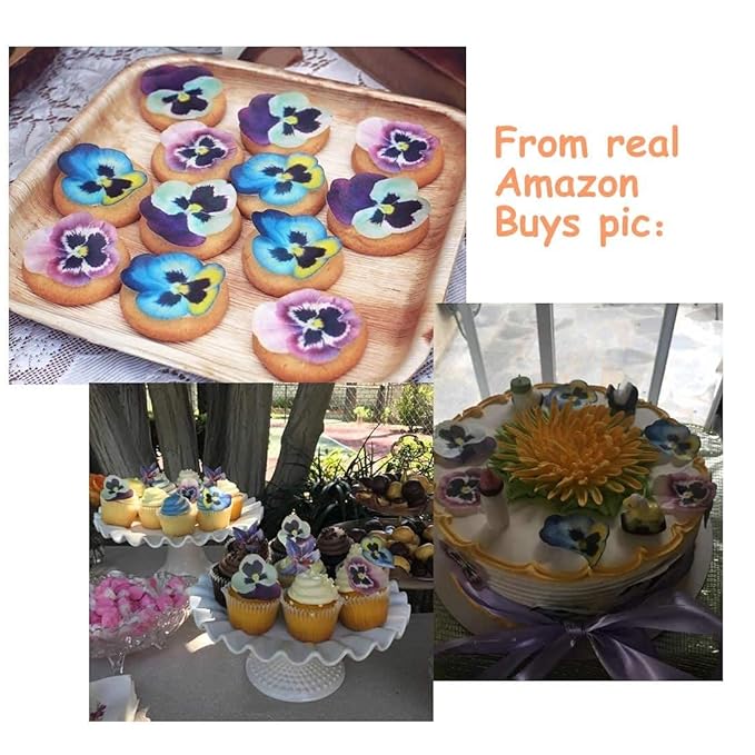 GEORLD 36pcs Edible Cupcake Toppers Pansies Cake Decoration,Flat not 3D, 7 Colors