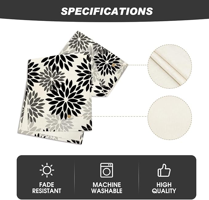 Artoid Mode Black Dahlia Floral Pinnata Halloween Table Runner, Fall Autumn Kitchen Dining Table Decoration for Home Party Decor 13x72 Inch