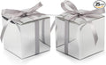 COTOPHER 25pcs Wedding Favor Boxes, Paper Gift Boxes 3x3x3 Inches Small Gift Boxes with Ribbons Small Boxes for Gifts, Crafting, Cupcake, Candy, Bridesmaid Proposal Boxes