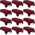 12 Pack Polyester Tablecloth Rectangle Tablecloth 60 x 102 Inch Burgundy Tablecloth for 6 Ft Rectangle Tables, Washable Fabric Table Covers Polyester Table Clothes for Wedding Parties Banque