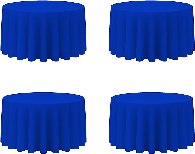 BRILLMAX 4 Pack Royal Blue Round Tablecloths 120 Inch - Circle Bulk Linen Polyester Fabric Washable Table Cloth Cover for Wedding Reception Banquet Birthday Party Buffet Restaurant
