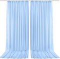 PARTISKY 10ftx10ft Blue Chiffon Sheer Backdrop Curtains, Wrinkle-Free Wedding Backdrop Drapes for Birthday Party Ceremony Arch Stage Decor Background for Photography 5ft x 10ft,2 Panels