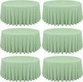 6 Pack Sage Green Round Tablecloths - 90 Inch, Polyester Table Cover, Stain and Wrinkle Resistant Washable Fabric, Perfect for Wedding Banquet Parties