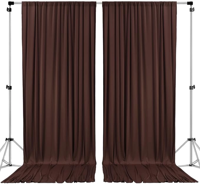 AK TRADING CO. 10 feet x 8 feet IFR Polyester Backdrop Drapes Curtains Panels with Rod Pockets - Wedding Ceremony Party Home Window Decorations - Brown