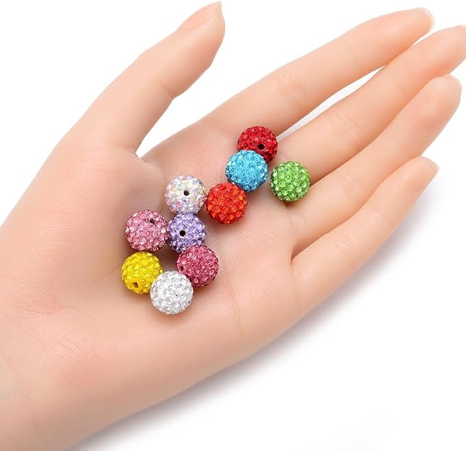 25pcs Adabele Grade A Suncatcher Crystal Rhinestone Pave Loose Beads 12mm Crystal Golden Shadow Polymer Clay Disco Ball Spacers Compatible with Shamballa All Craft Jewelry Making DB12-28