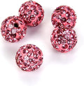 50pcs Adabele Grade A Suncatcher Crystal Rhinestone Pave Loose Beads 10mm Rose Pink Polymer Clay Disco Ball Spacers Compatible with Shamballa All Craft Jewelry Making DB10-3