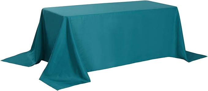 Rectangle Tablecloth 90x156 inch Washable Polyester Fabric Table Cloth for Wedding Party Dining Banquet Decoration（90x156, Teal）