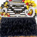 Luxury Organza Mesh Table Skirt Draping Floating Romance - Perfect for Bridal Showers, Birthday Weddings - Clear Flowing Decoration for a Wonderful Main Cake Table (Black-9ft, 108" Lx30 H)