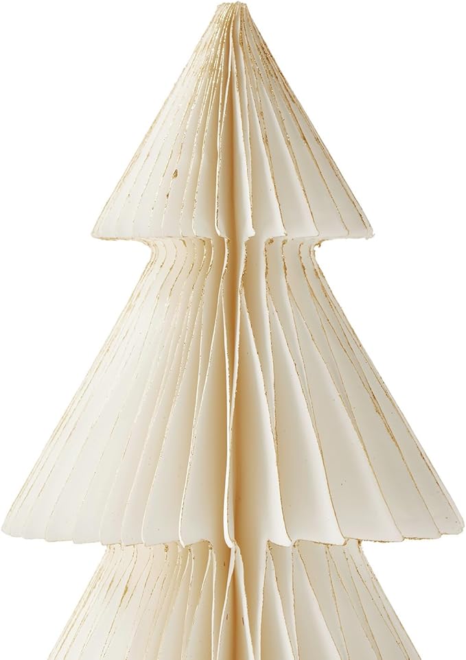 LampLust White Honeycomb Paper Trees, 2 Pack, 10 & 12 Inch, Winter Ornaments, Winter Decorations for Home and Mantel Decor, Winter Wonderland Decorations
