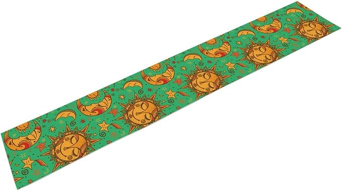 Boho Moon Table Runner, Phase of The Moon Star Sun Cartoon Pattern Table Runner for Kitchen Living Room Home Party 13x120 Inch