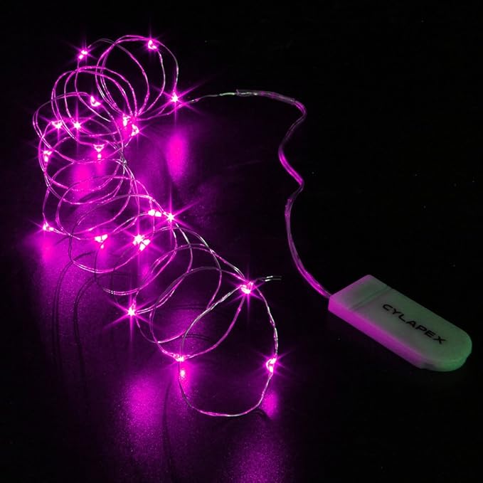 CYLAPEX 6 Pack Pink Fairy Lights String Battery Operated Fairy Lights Firefly Lights LED Starry String Lights 3.3ft 20 LEDs Silvery Copper Wire for Christmas DIY Decoration Costume Wedding Party