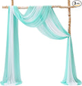 TINGE TIME 3 Panels Wedding Arch Draping Fabric, 30" x 20ft Light Teal Chiffon Fabric Drapery Sheer Backdrop Curtain for Weddings Ceremony Party Decoration, Wedding Arch Drapes for Weddings Ceremony