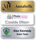 Custom Name Tags - Full Color Logo Name Tags - Scratch Resistant Metal Front & Hard Plastic Back (2 x 3 Inch, Silver)
