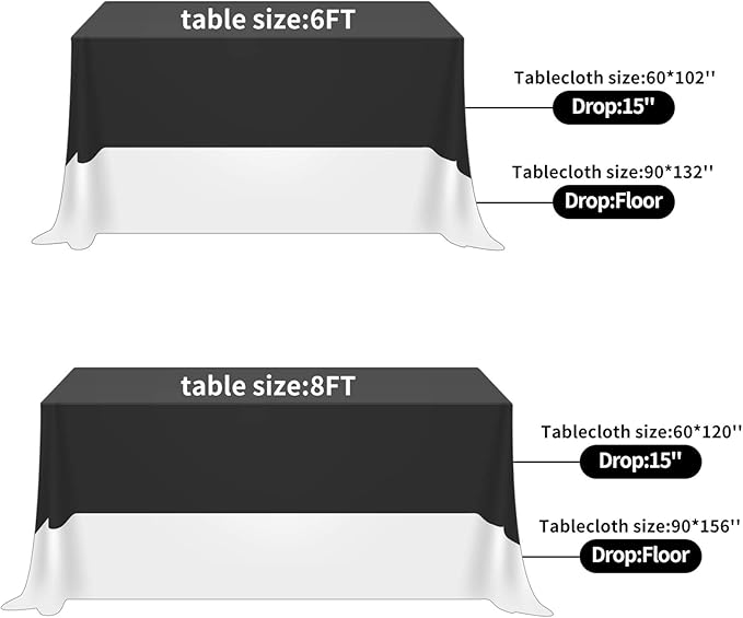 Rectangle Tablecloth 90x156 inch Washable Polyester Fabric Table Cloth for Wedding Party Dining Banquet Decoration（90x156, Black）