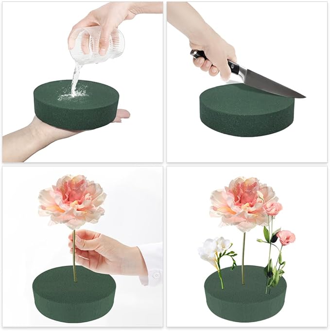 6 Pcs Round Floral Foam Blocks Each (6” X 1.5”) Green Wet & Dry Flower Foam for Fresh & Artificial Flower Arrangements, DIY Crafts, Arts, Weddings, Birthdays and Garden Decorations (Size: 6 Inch)