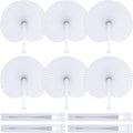 ZWIN 48 Pcs Paper Fans Wedding Paper Fans for Guests Pocket Folding Paper Fans with Plastic Handle White Blank Paper Fans for Guests Celebartion Party Decoration