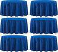 Round Tablecloth 6 Pack 108 Inch Royal Blue Tablecloths Washable Decorative Linen Polyester Table Clothes Cover for Dining Table Banquets Buffet Parties and Wedding