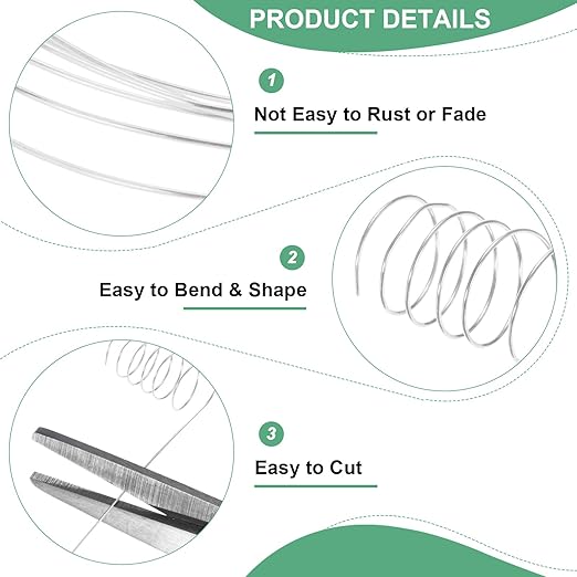 0.5 mm/24 Gauge Copper Wire for Jewelry Making, 20.3FT Copper Beading Craft Wire for Jewelry/Weaving/DIY Crafting/Planting, Color-Retaining [6.2M, Bright Silver]