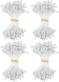 600-Pack Flower Stamens for Crafts, 5mm Double Heads Artificial Pearl Floral Pistil Mini Flower Pollens Stamens for DIY Making/Wedding/Scrapbook Decoration [White]
