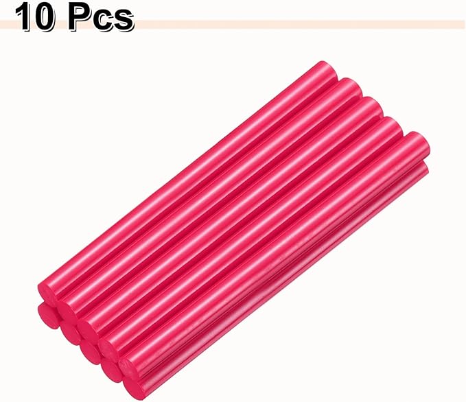 HARFINGTON 10pcs Hot Glue Sticks 0.43" Dia x 5.91" Long EVA Mini Hot Melt Adhesive Glue Stick for Hot Melt Gun Wood Plastic Glass Flowers Fabrics Foam, Rose Red