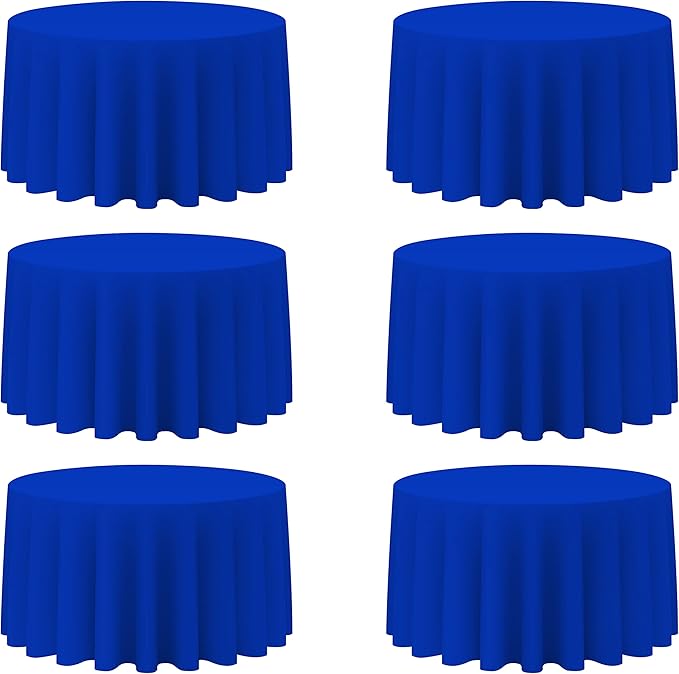 BRILLMAX 6 Pack Royal Blue Round Tablecloths 120 Inch - Circle Bulk Linen Polyester Fabric Washable Table Cloth Cover for Wedding Reception Banquet Birthday Party Buffet Restaurant