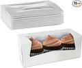 MT Products White Cupcake Boxes 9" x 4" x 3.5" - Bakery Boxes with Window (Pack of 15) - Made in USA
