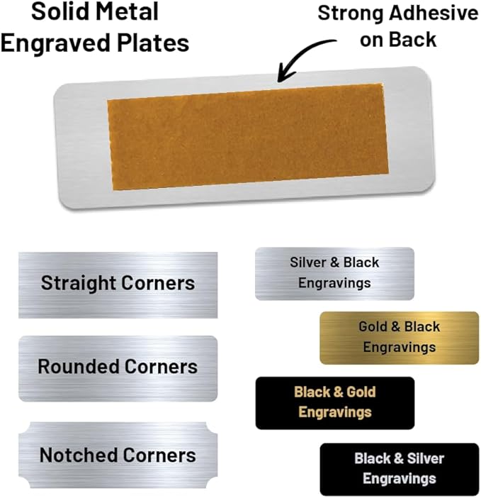 Custom Engraved Name Plates with Adhesive, Made in The USA, Personalized Pet Urn, Memorial Plaque, Picture Frame, Art Tag, Flag case (Silver Plate/Black Text, 2x4 Inch)