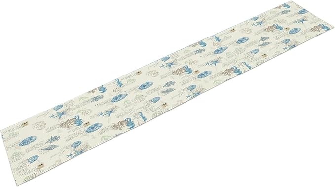 Starfish Table Runner,Vintage Nautical Seashell Tropical Beach Theme Coastal Ocean Sea Burlap for Hotel Indoors Outdoor Dining Room Kitchen Tablecloth, 13x90in