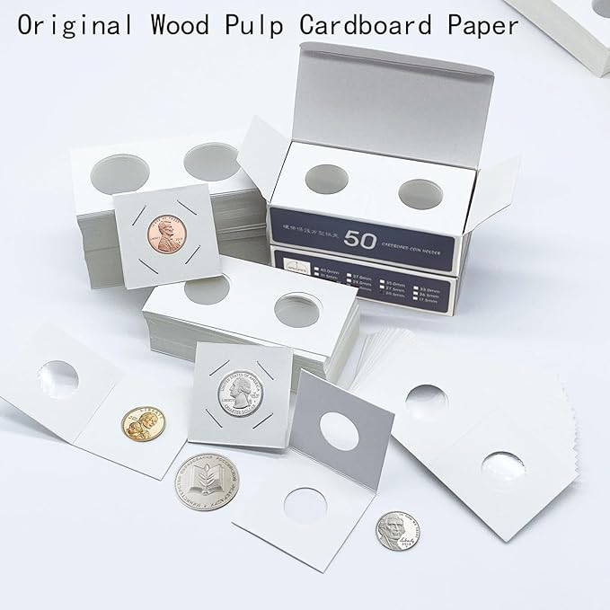 200 PCS Premium Cardboard Coin Flips 2 x 2 inch Coin Collection Supplies for Large Dollar, Mylar Coin Flips Coin Holders for Collectors (Large Dollar Coin Flips)