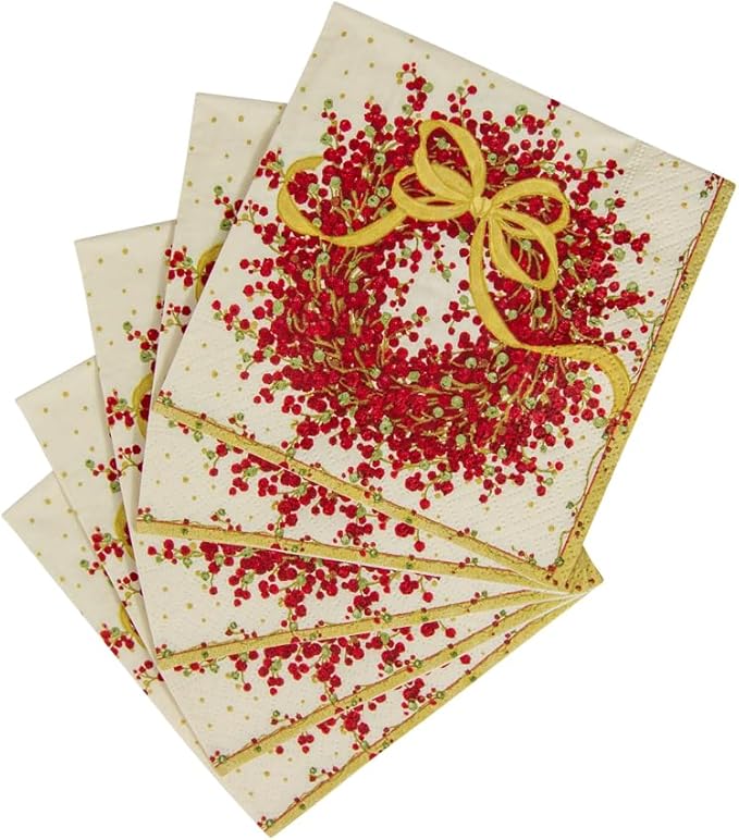 Caspari Pepperberry Paper Cocktail Napkins - Two Packs of 20