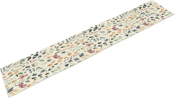 Watercolor Floral Table Runner, Vintage Colorful Floral Natural Style Pattern Decorative Home Restaurant Kitchen Rectangle Table Runner,13in（33cm） W * 36in（92cm） L