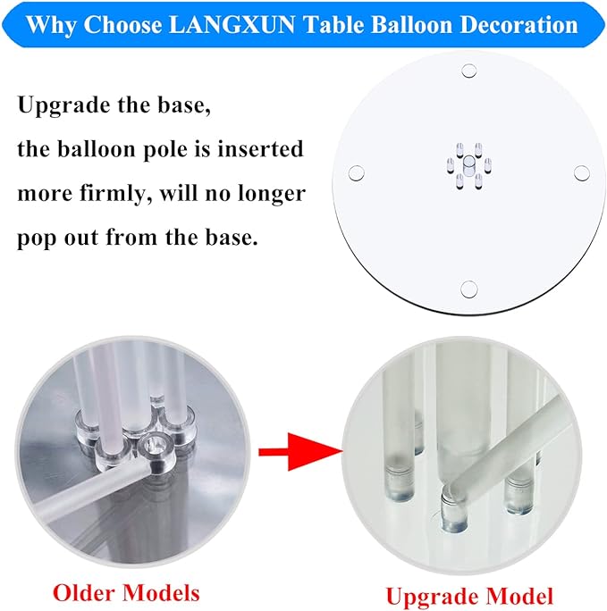LANGXUN 28" Height Table Balloon Stand Kit for Birthday Party Wedding Decorations, Balloons Arch Kit for Graduation Party and Christmas Balloon Decorations (6 Pack)