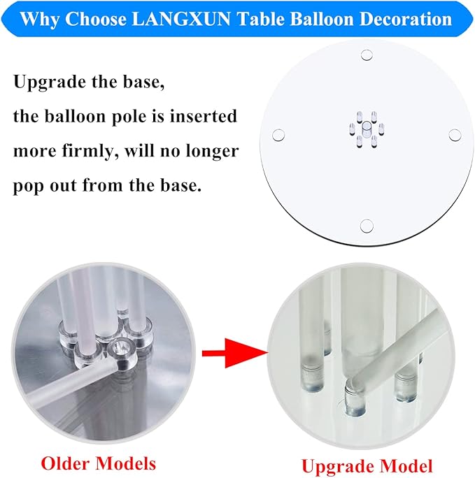 LANGXUN 28" Height Table Balloon Stand Kit for Birthday Party Wedding Decorations, Balloons Arch Kit for Graduation Party and Christmas Balloon Decorations (4 Pack)