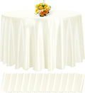 fani 12 Pack 120 Inch Ivory Satin Tablecloth - Premium Bright Silky Round Tablecloth Overlay Smooth Fabric Table Cover, Table Decoration for Wedding Party Banquet Events Restaurant Kitchen Dining
