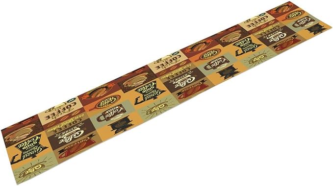 Coffee Table Runner,Vintage Style Coffee Beans Cups Theme Design Pattern Print Tablecloth Burlap for Hotel Indoors Outdoor Dining Room Kitchen Holiday Party, 13x36in