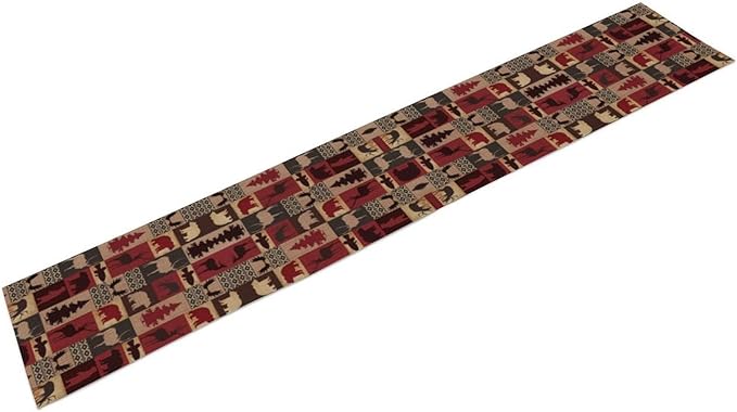 Retro Rustic Bear Table Runner, Wild Bear Cabin Pine Farmhouse Table Runner for Bedroom Kitchen Living Room Vintage Country Style Lodge 13x36 Inch