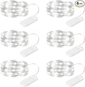 Minetom 6 Pack Fairy Lights Battery Operated String Lights - 7ft 20 LED Waterproof Silver Wire Firefly Lights Waterproof for DIY Crafts Wedding Décor Table Mason Jars Party, White