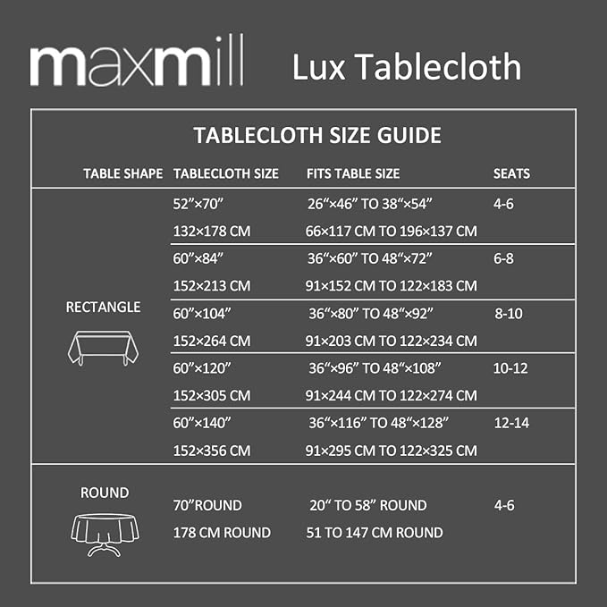 maxmill Lux Faux Linen Tablecloth with Slubby Texture Wrinkle Resistant Anti-Shrink Soft Table Cloth for Kitchen Dining Restaurant Tabletop for Event Holiday Dinner Round 70 Inch Neutral Gray