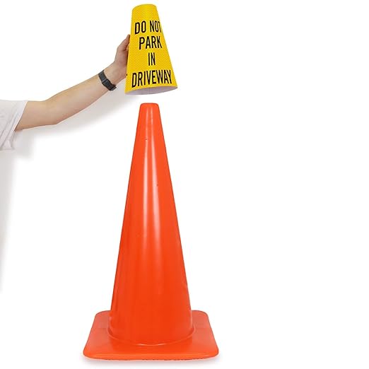 SmartSign “Do Not Park in Driveway” Bright Reflective Cone Message Sleeve, [Cone Not Included]