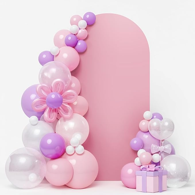 LEBENGURU Upgraded 7.2FT Wedding Arch Cover, Dusty Pink Spandex Fitted Arch Backdrop Cover, Round Top Chiara Stand Covers for Birthday Party Baby Shower Banquet Balloon Décor