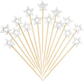 Minisland Big White Star Cocktail Picks, 5.5 Inch Long Bamboo Fancy Toothpicks for Appetizers, Decorative Independence Day Christmas Party Food Drinks Garnish Fruit Skewer Sticks 50 Counts - MSL434