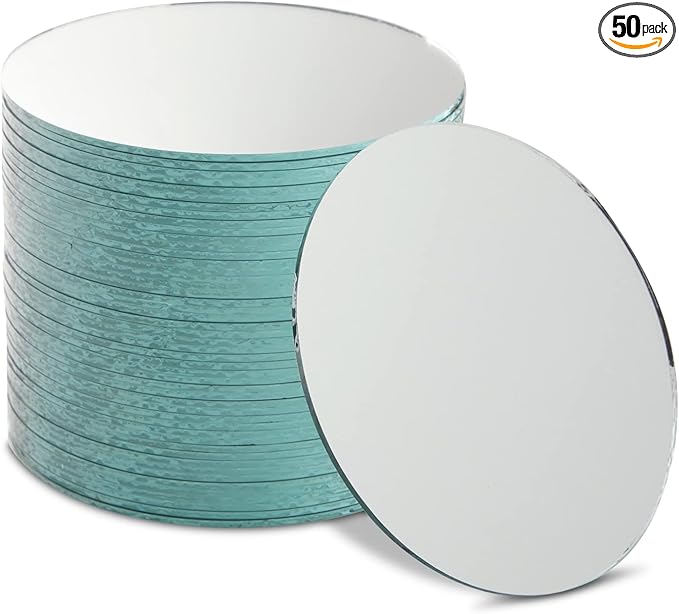 Juvale 4-Inch Round Glass Mirrors for Crafts - 4-Inch, 50-Pack, Blue, Modern - Craft Supply for Mirror Centerpieces & Home Decoration