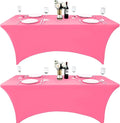 2-Pack 4ft Spandex Table Covers for Rectangular Folding Tables - Wrinkle Resistant Stretch Tight Table Cloths - Ultimate Fitted Table Protector for Parties, Banquet, and Wedding