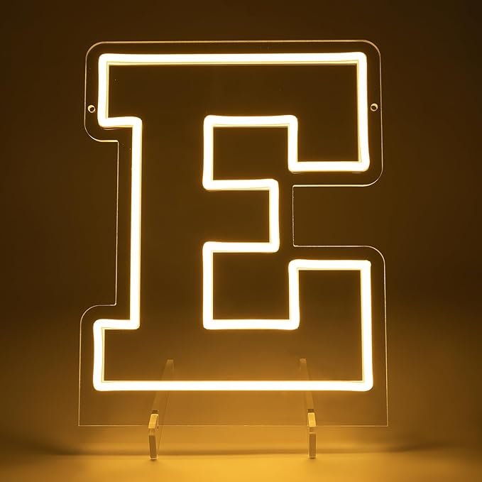 Light Up Letters E, Led Marquee Letter Lights Neon Sign, 13.9" Height Decorative Lighted Alphabet Number, Battery/USB Powered Led Letters Lights for Wedding, Birthday, Party, Christmas or Home Decor