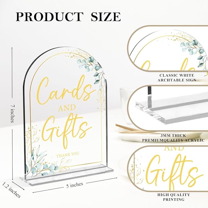 4-Piece Acrylic Wedding Sign Set for Ceremony & Reception - 5x7 Inch clear Guest Book, Cards & Gifts, Please Sign Our Guest Book, Please Take One, In Loving Memory - Wedding Decor Bundle