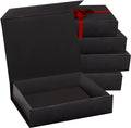 5 Pack Black Hard Gift Box with Magnetic Closure Lid 7" x 5" x 1.6" Rectangle Boxes For Gifts With Black Glossy Finish (Black, 5 Boxes)