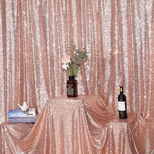Eternal Beauty Rose Gold Sequin Backdrop, 6x6 Ft Glitter Background Curtains for Shimmer Photography Party Wedding Birthday Back Drop Decor