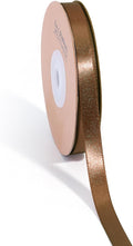 LaRibbons Brown Satin Ribbon 3/8 Inch 50 Yards Thin Luxury Double Faced Mocha Mousse Silk Ribbon for Flower Bouquet Crafts Gift Wrapping Wedding Decoration