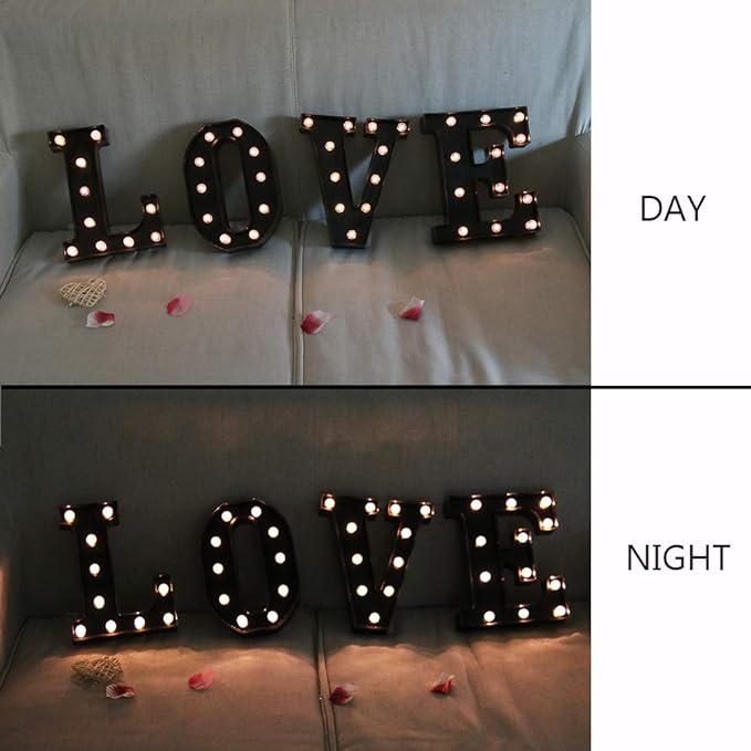 OYCBUZO Light Up Black Alphabet Marquee Letters Sign LED Marquee Number Lights Sign for Night Light Home Bar Christmas Lamp Birthday Party Wedding Decoration L