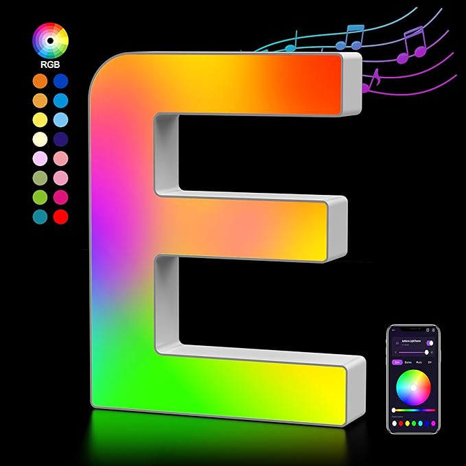 OJQ Light Up Letters LED Letter - Marquee Letters Room Decor Alphabet Letter Music Sync Color Change Colorful - Christmas Birthday Gifts for Girl - Teen Girls Gifts Party Home Wall Decor